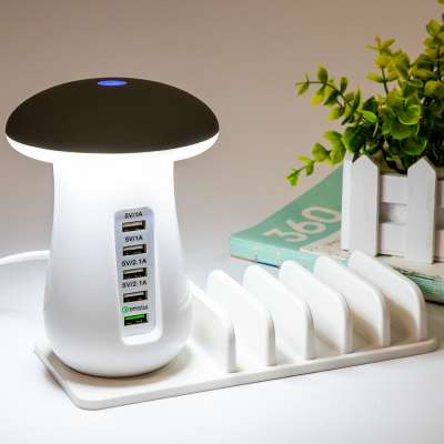 new product ideas 2019 5 Port mushroom Desk Docking station T200 USB charger with mushroom light