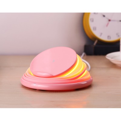 2019 portable smart LED light qI wireless charger round USB quick charging wireless charger holder